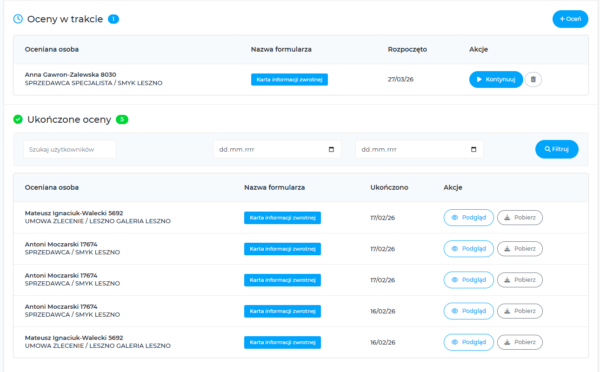 oceny constant feedback